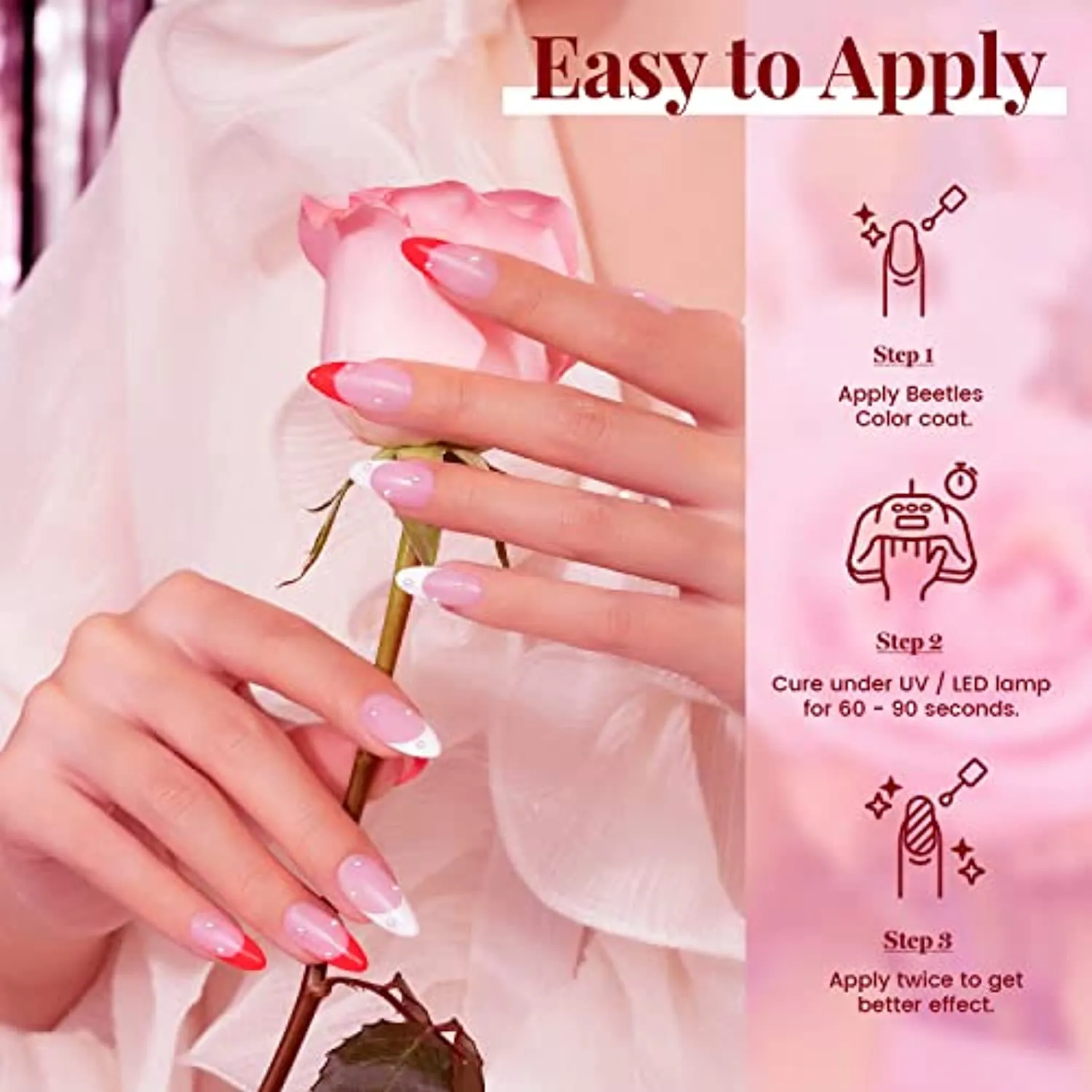 Beetles Valentine's Day Glitter Baby Pink Red Gel Nail Polish Set 6 Colors Pink White Gel Polish Kit Soak Off LED Lamp Nail Gel Kit Christmas New Year Girlfriend Gift for Women Mom Manicure Kit