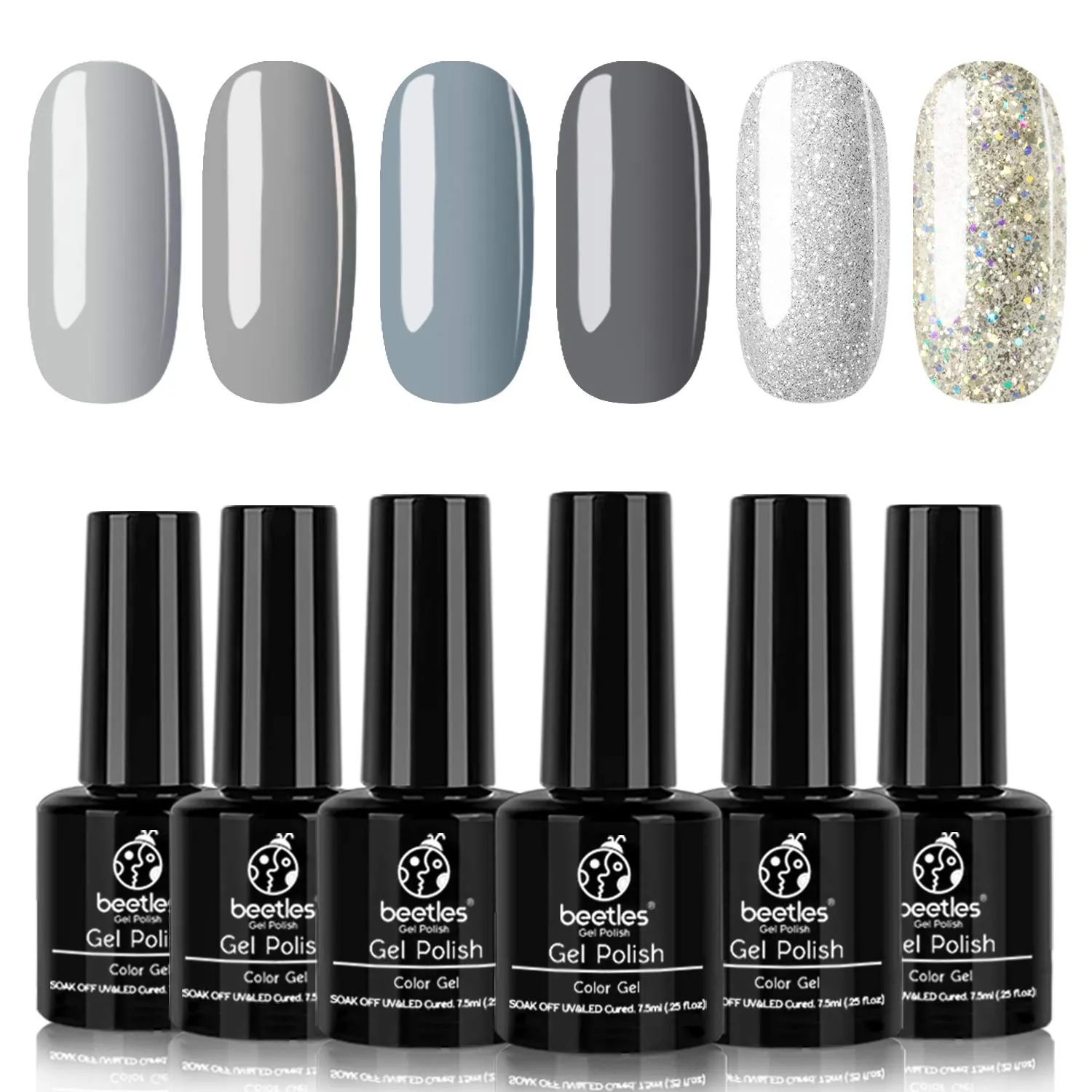 Beetles Valentine's Day Glitter Baby Pink Red Gel Nail Polish Set 6 Colors Pink White Gel Polish Kit Soak Off LED Lamp Nail Gel Kit Christmas New Year Girlfriend Gift for Women Mom Manicure Kit